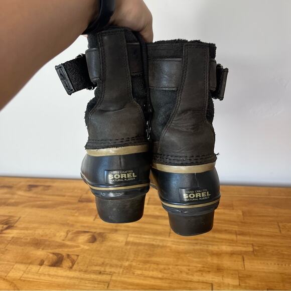 Sorel Winter Fancy Lace II Boot Black Suede Leather Snow Boots Size 7 - Picture 7 of 7